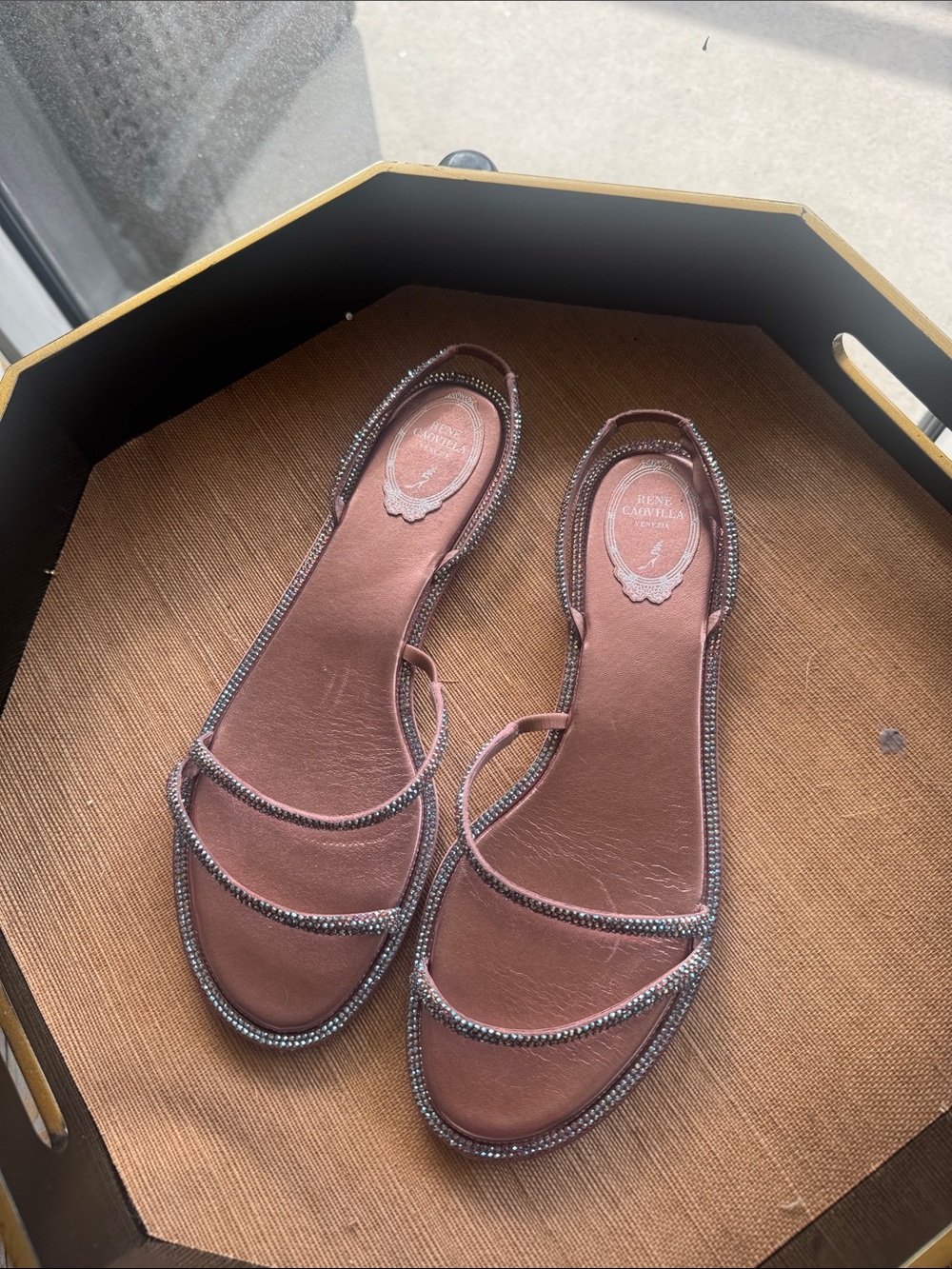 Rene Caovilla IRINA SIZE 40 PHARD SATIN/LIGHT COLORADO TOPAZ